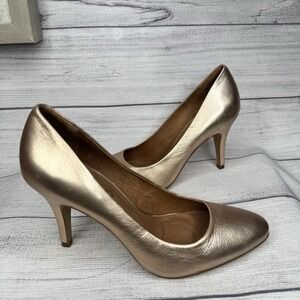 Corso Como Gold Leather Heels Pumps Size 6.5